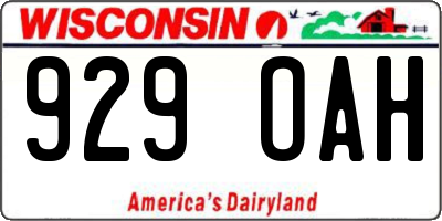 WI license plate 929OAH