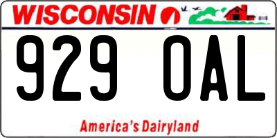 WI license plate 929OAL