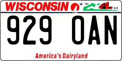 WI license plate 929OAN