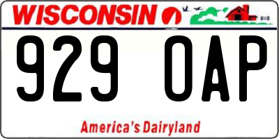 WI license plate 929OAP