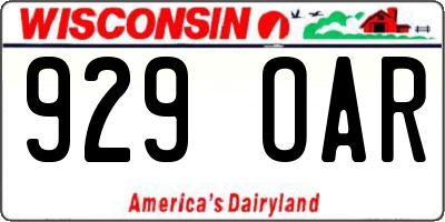 WI license plate 929OAR