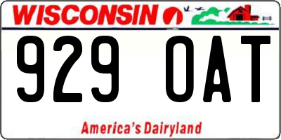 WI license plate 929OAT