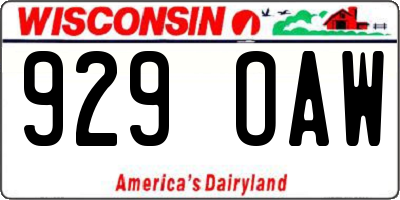 WI license plate 929OAW