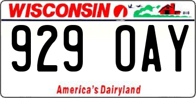 WI license plate 929OAY