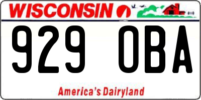 WI license plate 929OBA