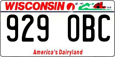 WI license plate 929OBC