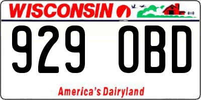 WI license plate 929OBD