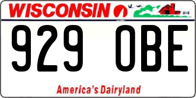 WI license plate 929OBE