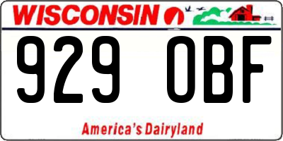 WI license plate 929OBF