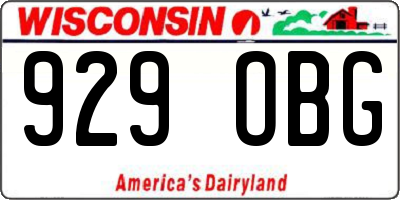 WI license plate 929OBG