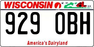 WI license plate 929OBH