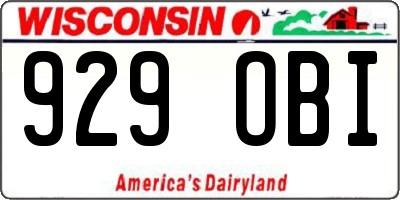 WI license plate 929OBI