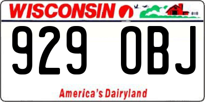 WI license plate 929OBJ
