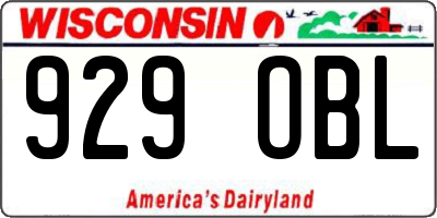 WI license plate 929OBL