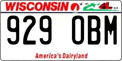 WI license plate 929OBM