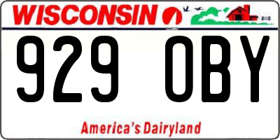 WI license plate 929OBY