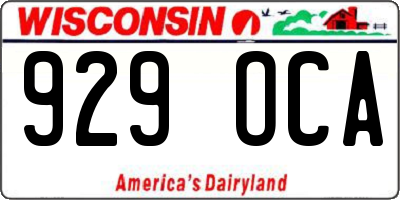 WI license plate 929OCA