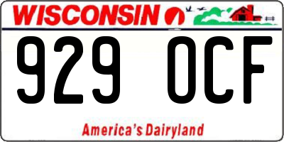 WI license plate 929OCF