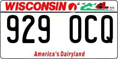 WI license plate 929OCQ