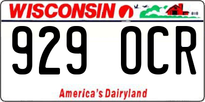 WI license plate 929OCR