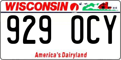 WI license plate 929OCY