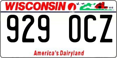 WI license plate 929OCZ