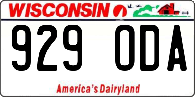 WI license plate 929ODA