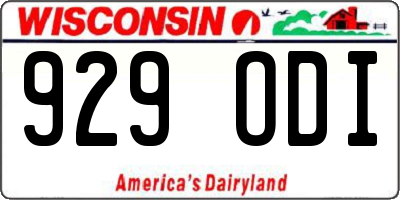 WI license plate 929ODI