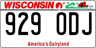 WI license plate 929ODJ
