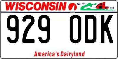 WI license plate 929ODK