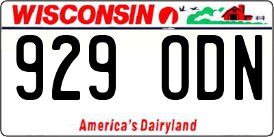 WI license plate 929ODN