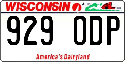 WI license plate 929ODP