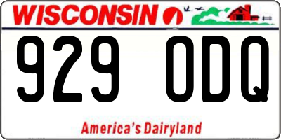 WI license plate 929ODQ