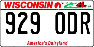 WI license plate 929ODR