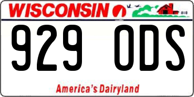 WI license plate 929ODS