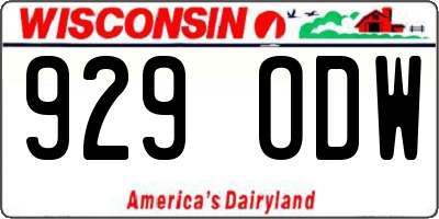 WI license plate 929ODW