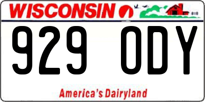 WI license plate 929ODY