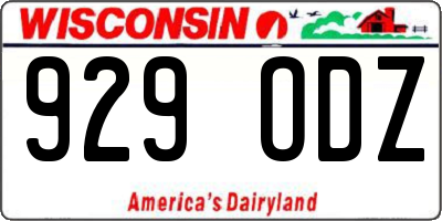 WI license plate 929ODZ