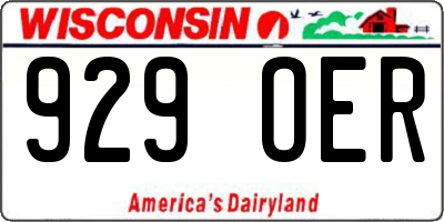 WI license plate 929OER