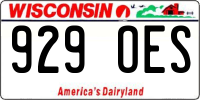 WI license plate 929OES