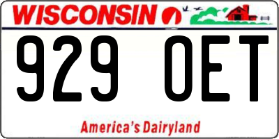 WI license plate 929OET