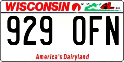 WI license plate 929OFN