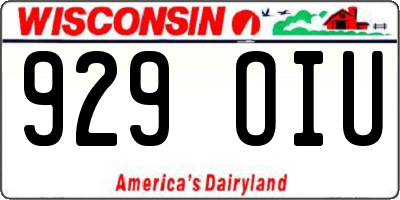 WI license plate 929OIU