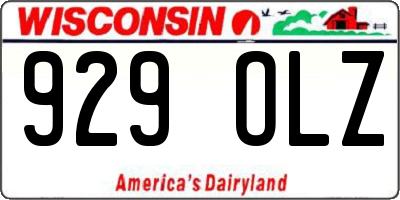WI license plate 929OLZ