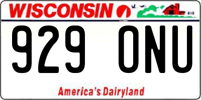 WI license plate 929ONU