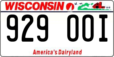WI license plate 929OOI