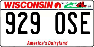 WI license plate 929OSE