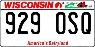 WI license plate 929OSQ