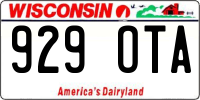 WI license plate 929OTA