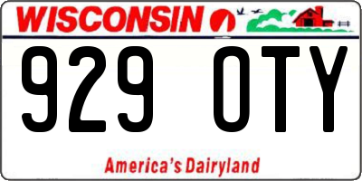 WI license plate 929OTY